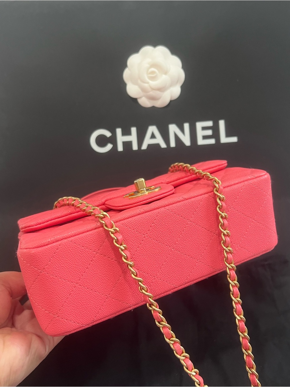 Chanel Classic Caviar Pink Mini rectangular Flap Bag - Picture 11 of 11